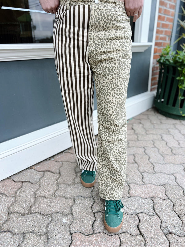 Mix Leopard and Stripe Pants