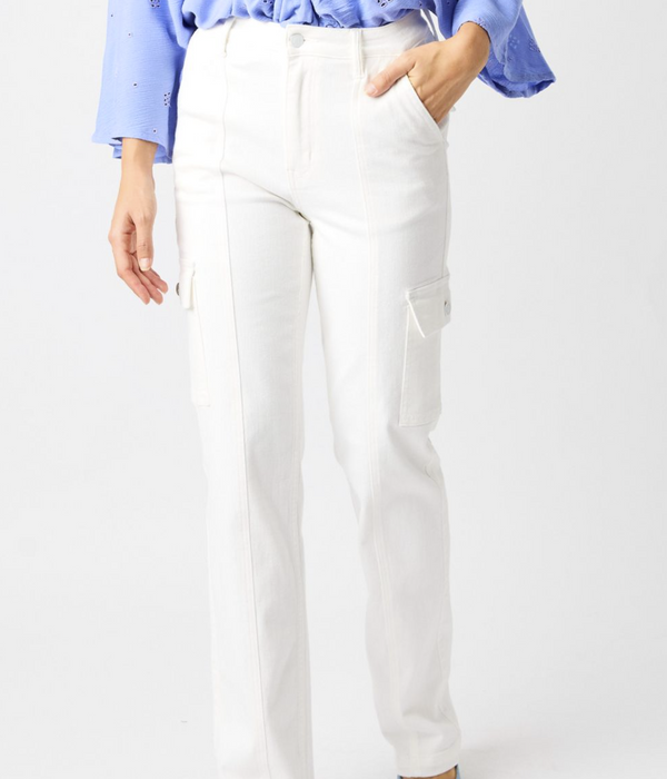 Court's High Rise White Cargo Jeans