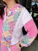 Pink Mineral Washed Floral Lounge Top