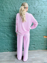 Raised Rib Striped Pullover and Pants Set