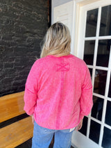 Curvy Acid Wash Sweatshirt With Pockets