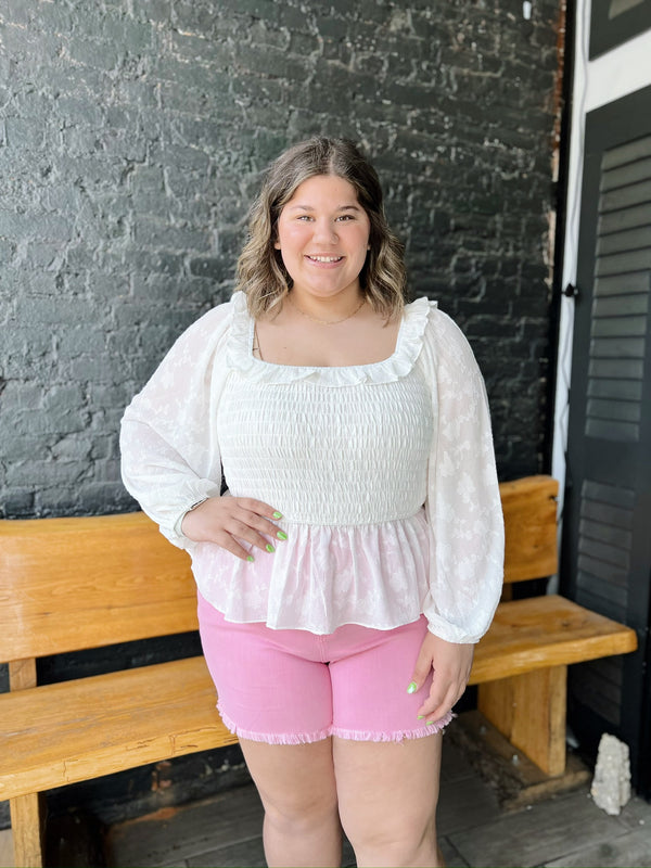 Curvy Gentry's Pink Mid Rise Shorts