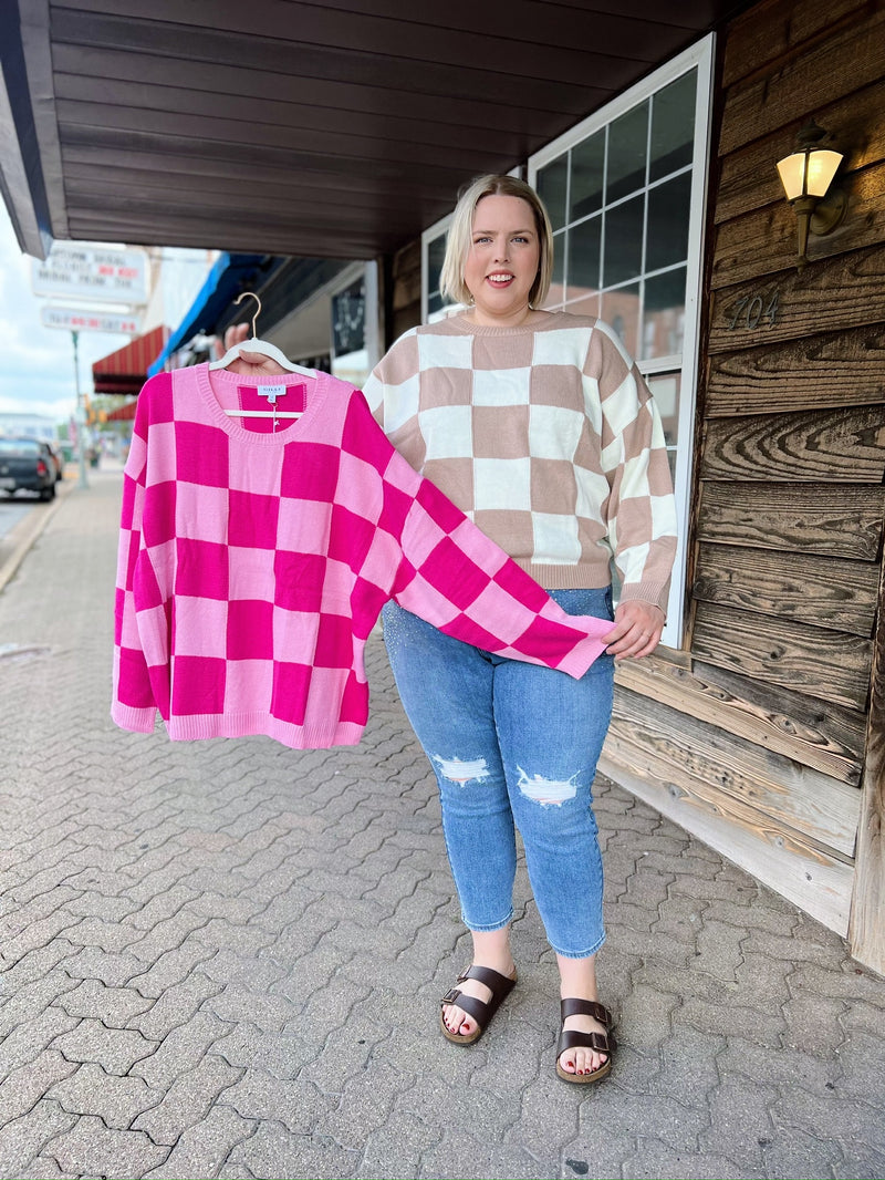 Curvy Checkered Sweater