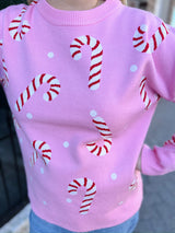 Candy Cane Long Sleeve Sweater