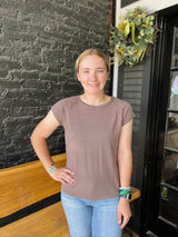 Raglan Short Sleeve Top With Raw Edge Detailing