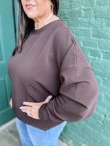 Curvy Ribbed Balloon Sleeve Pullover