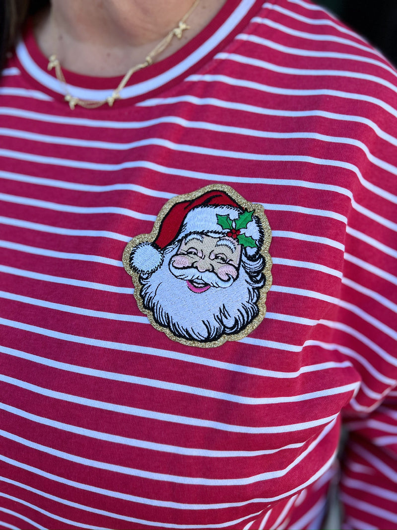 Red And White Stripe Santa Crewneck