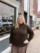 Curvy Front Seam Mock Neck Sweater