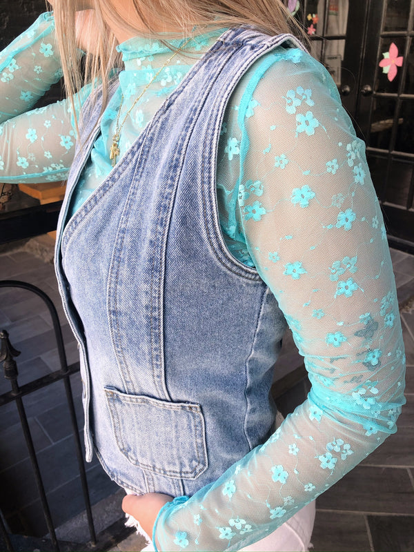 Long Sleeve Lace top with Flower design