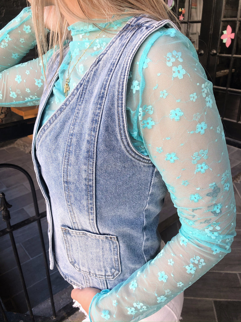 Long Sleeve Lace top with Flower design