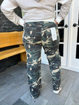 Curvy Emily's Camo Mid Rise Wide Straight Leg Jeans