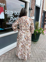 Curvy Long Sleeve Floral Maxi Dress