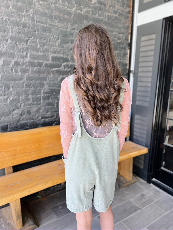 Olive Scoop Neck Adjustable strap Romper