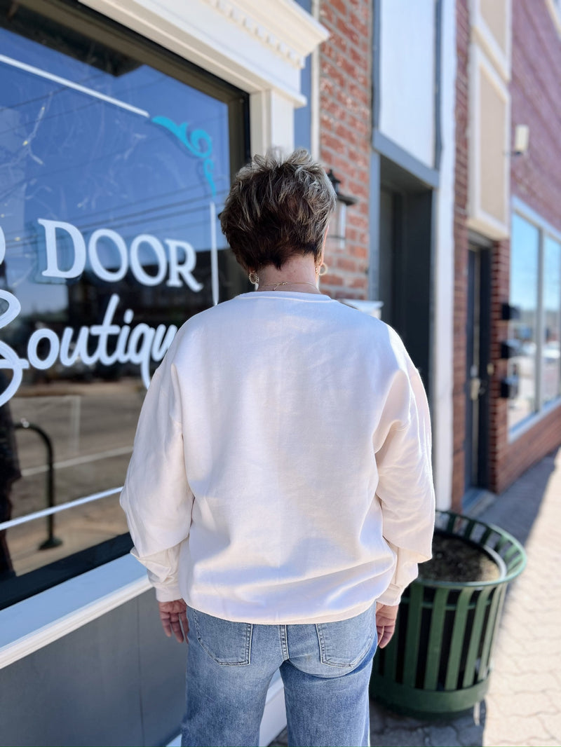 Cream God is Good Embroidered Sweatshirt
