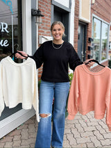 Solid Drop Shoulder Top