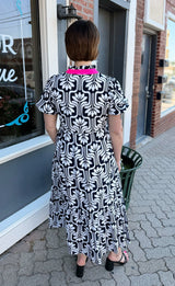 Navy and White Contrast Collar Dress