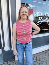 Red Gingham Sleeveless Top