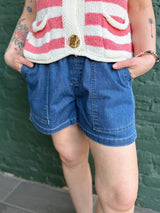 Chambray Tied Waist Shorts