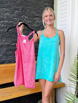 Crinkle Wash Mini Dress With Built In Romper