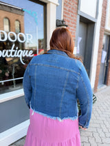 Curvy Irregular Fray Hemmed Jacket