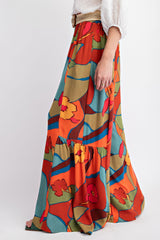 Multi Colored Floral Wide Leg Pant