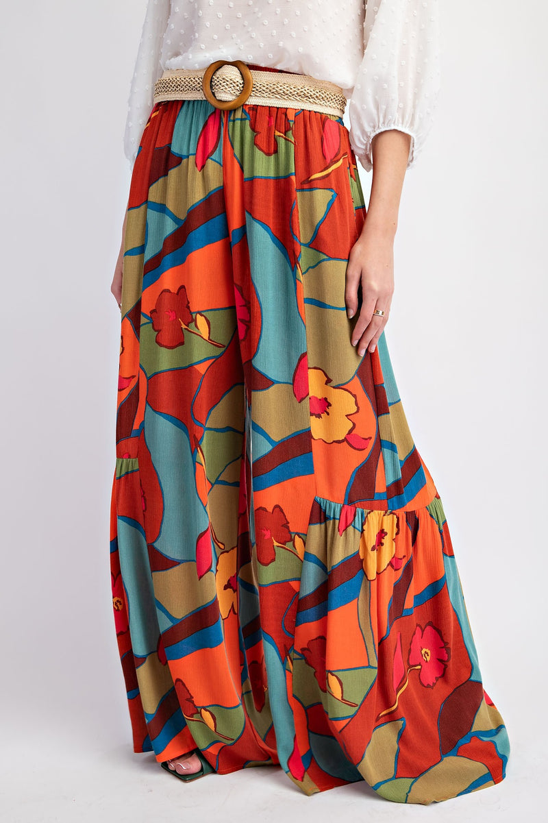 Multi Colored Floral Wide Leg Pant