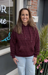 Maroon Quilted Hooded Top