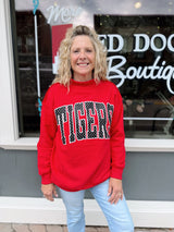 Red Tigers Polka Dot Mock Neck Sweatshirt