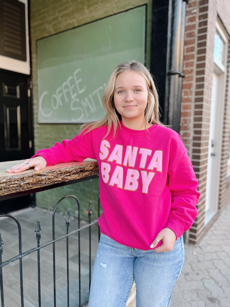 Pink Santa Baby Crewneck Sweatshirt