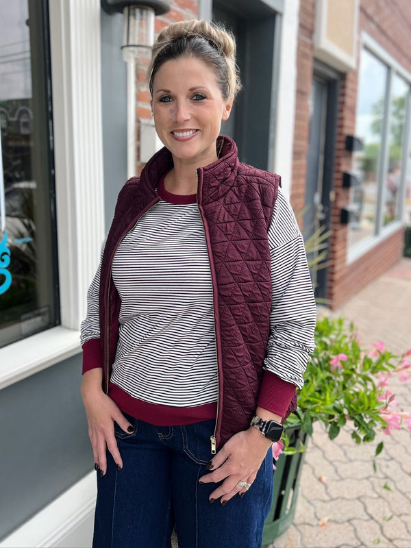 Polar Collar Zip Front Quilted Vest
