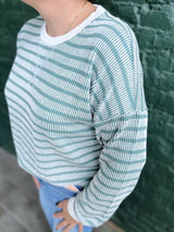 Raised Rib Striped Pullover