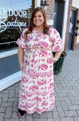 Curvy Short Ruffle Sleeve Tiered Maxi Dress