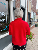 Red Mock Neck 3/4 Sleeve Sweater