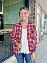 Navy/Burgundy Mix Plaid Flannel