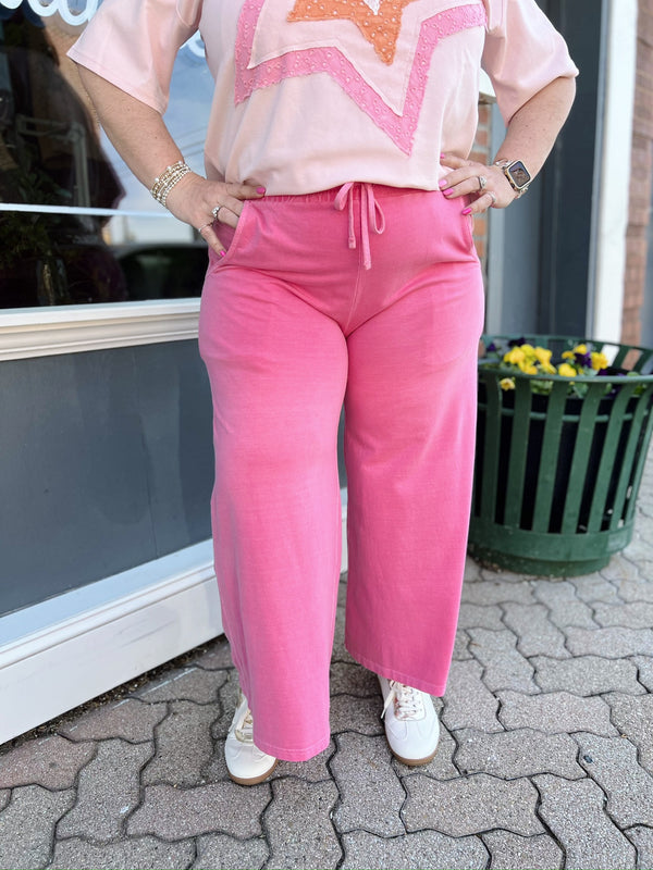 Pigment Dye and Enzyme Washed Terry Cloth Pants