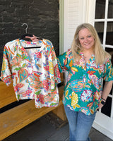 Paisley Print V Neck Top