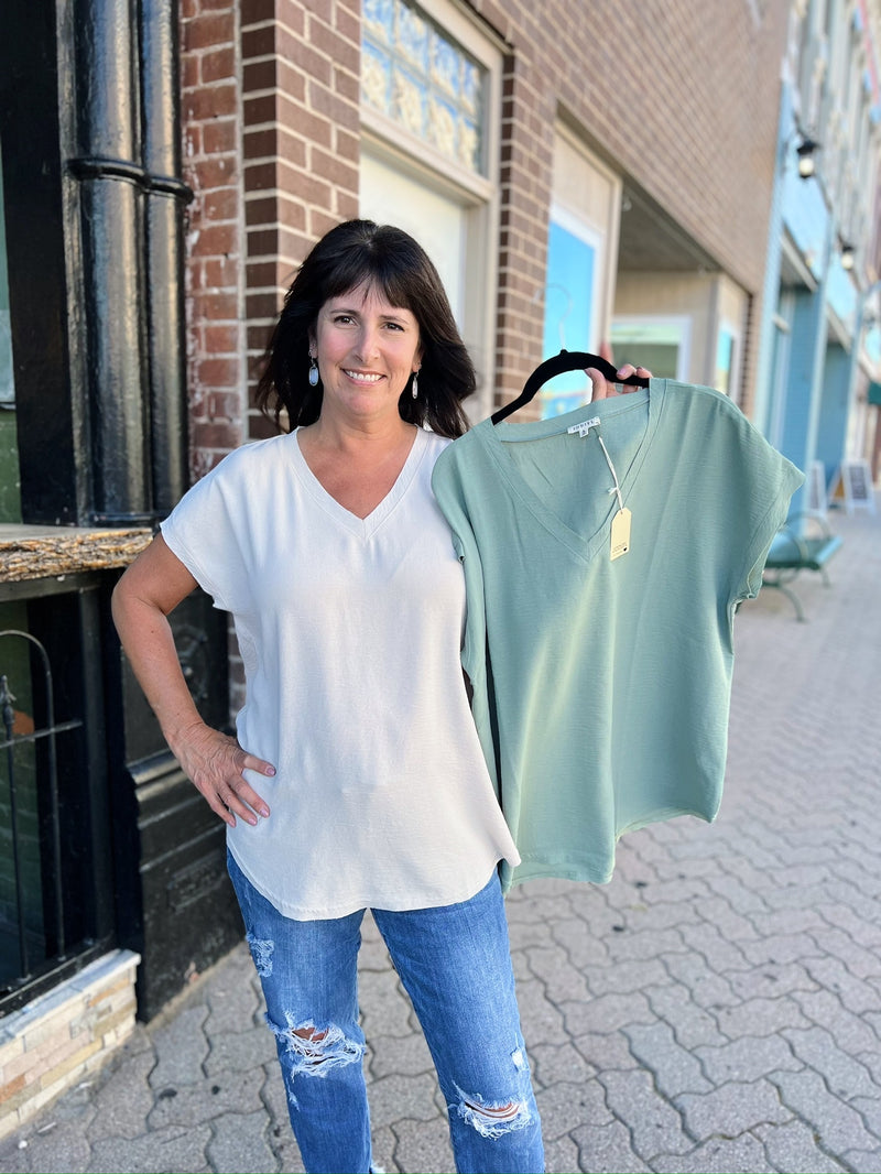 Basic Raw Hem Dressy Top