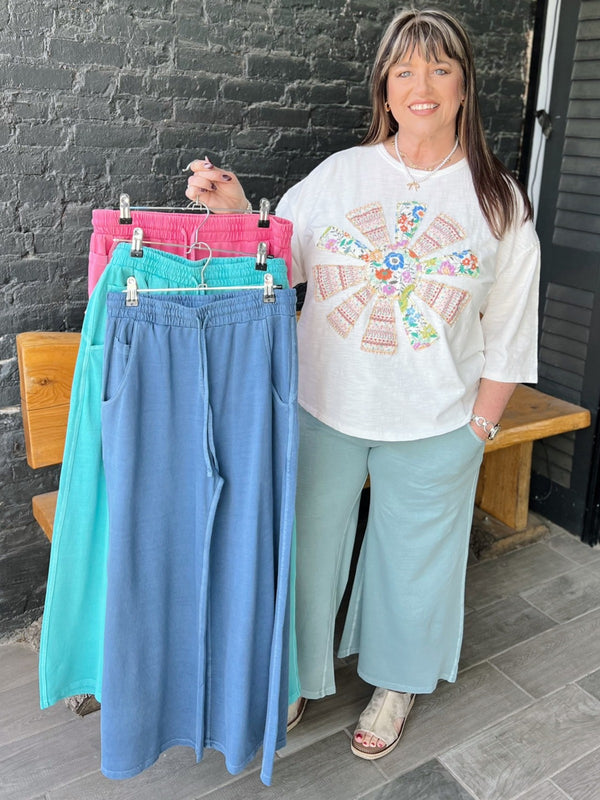 Pigment Dye and Enzyme Washed Terry Cloth Pants