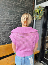 Collared Drop Shoulder Half Zip Sweater Top