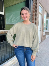 Olive Dolman Style Knit Top