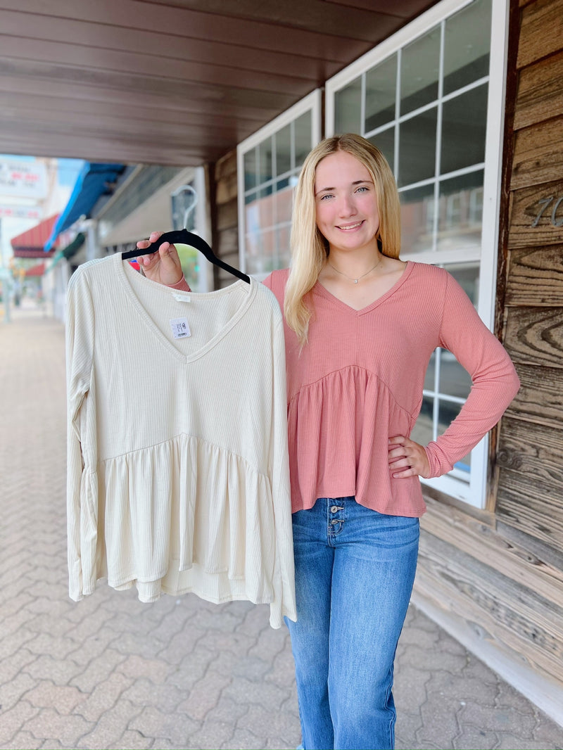 Ribbed Peplum Style Top