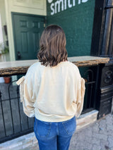 Ivory Exposed Seam Balloon Sleeve Sweatshirt