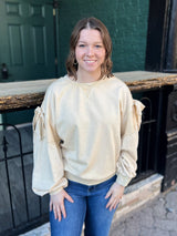 Ivory Exposed Seam Balloon Sleeve Sweatshirt