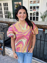 Multicolor Abstract Jacquard Top