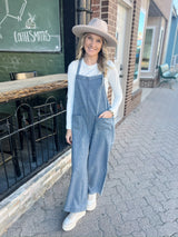 Denim Mineral Washed Open Pocket Jumpsuit