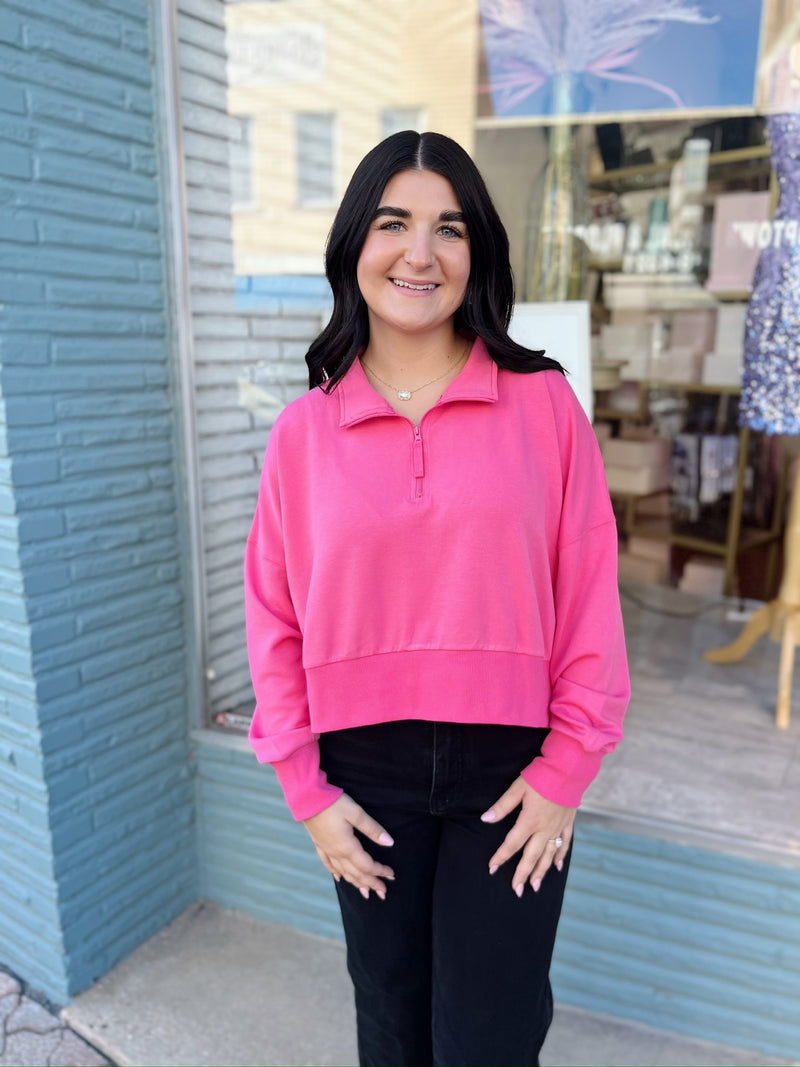 Soft Quarter Zip Cropped Pullover