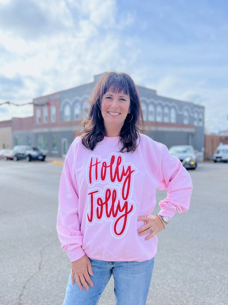 Pink Holly Jolly Crewneck Sweatshirt