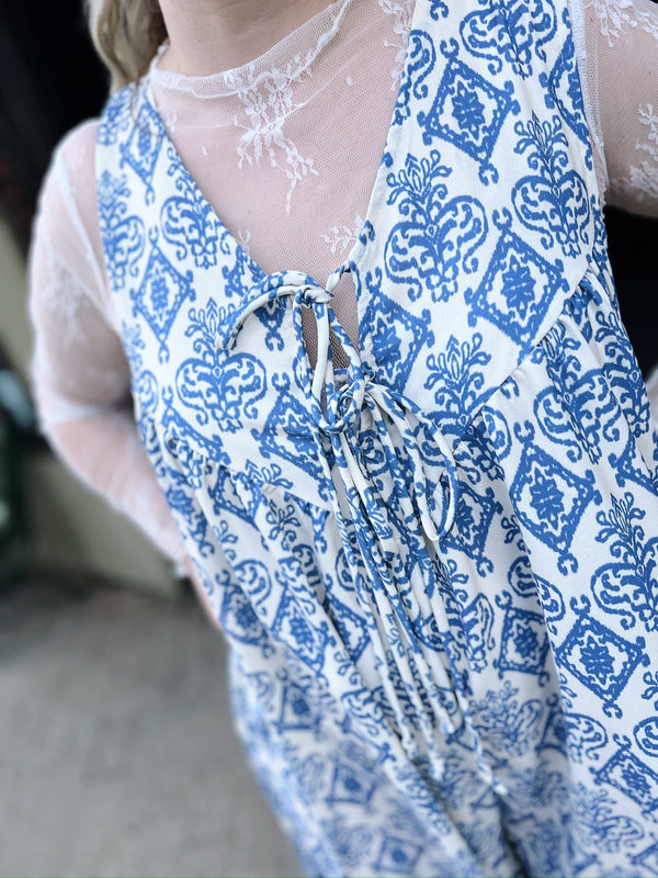 V Neck Sleeveless Short Baggy Boho Print Romper