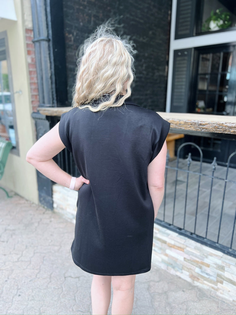 Black Modal Sleeveless Dress with Bow Details