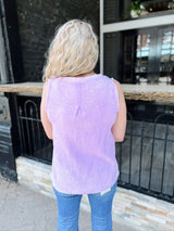 Acid Washed Raw Edge Tank Top